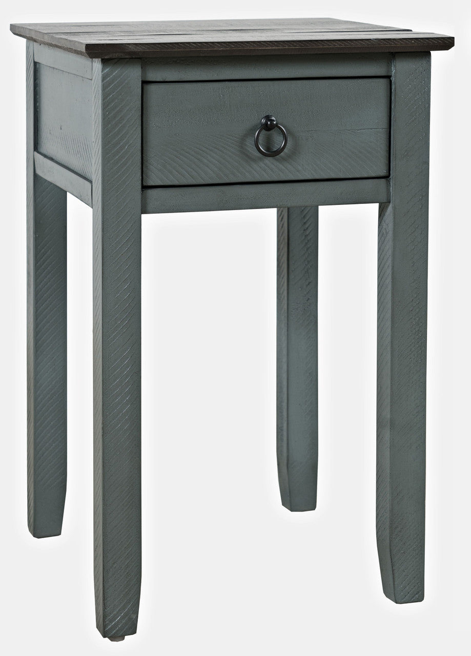 Jason Farmhouse Distressed Solid Wood End Table with Drawer