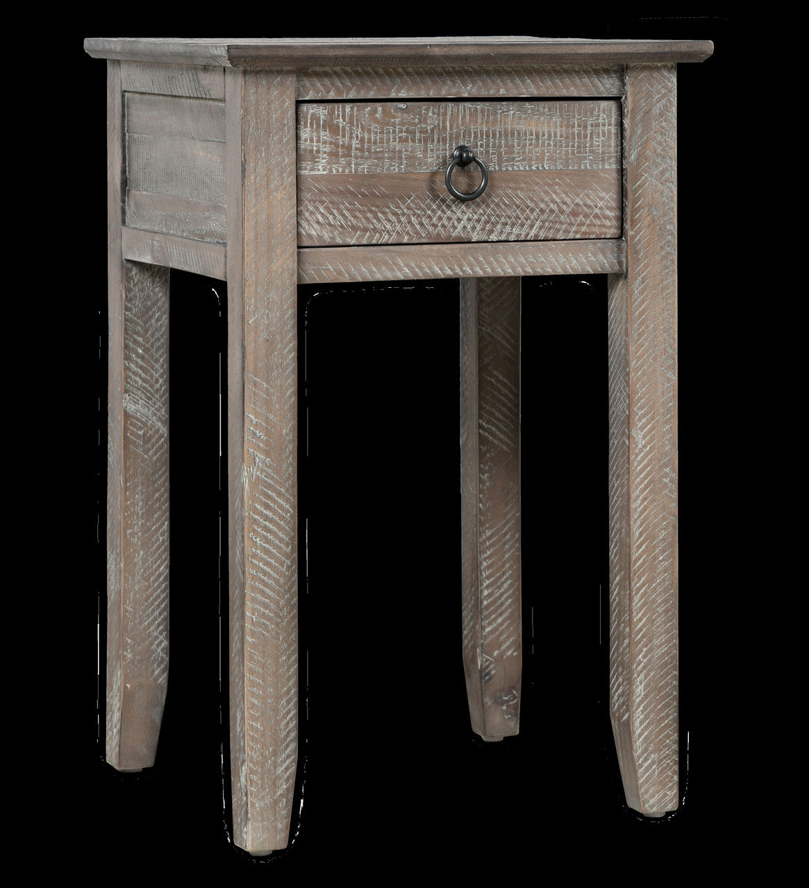 Jason Farmhouse Distressed Solid Wood End Table with Drawer