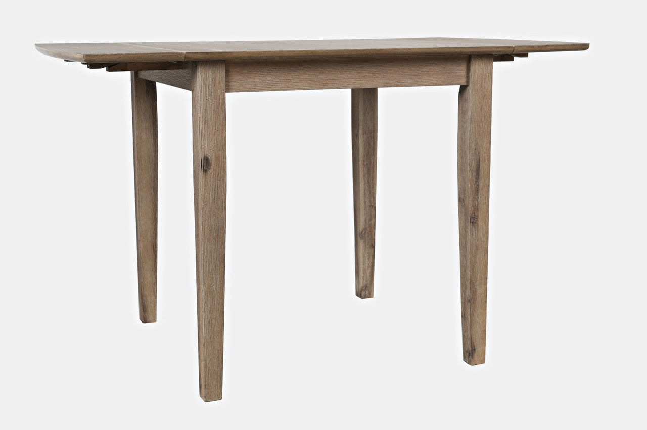 Tidal Dawn Coastal Wire-Brushed Acacia Drop-Leaf Dining Table