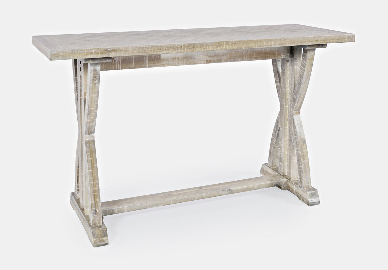 Vista Transitional Herringbone Distressed Acacia Sofa Table