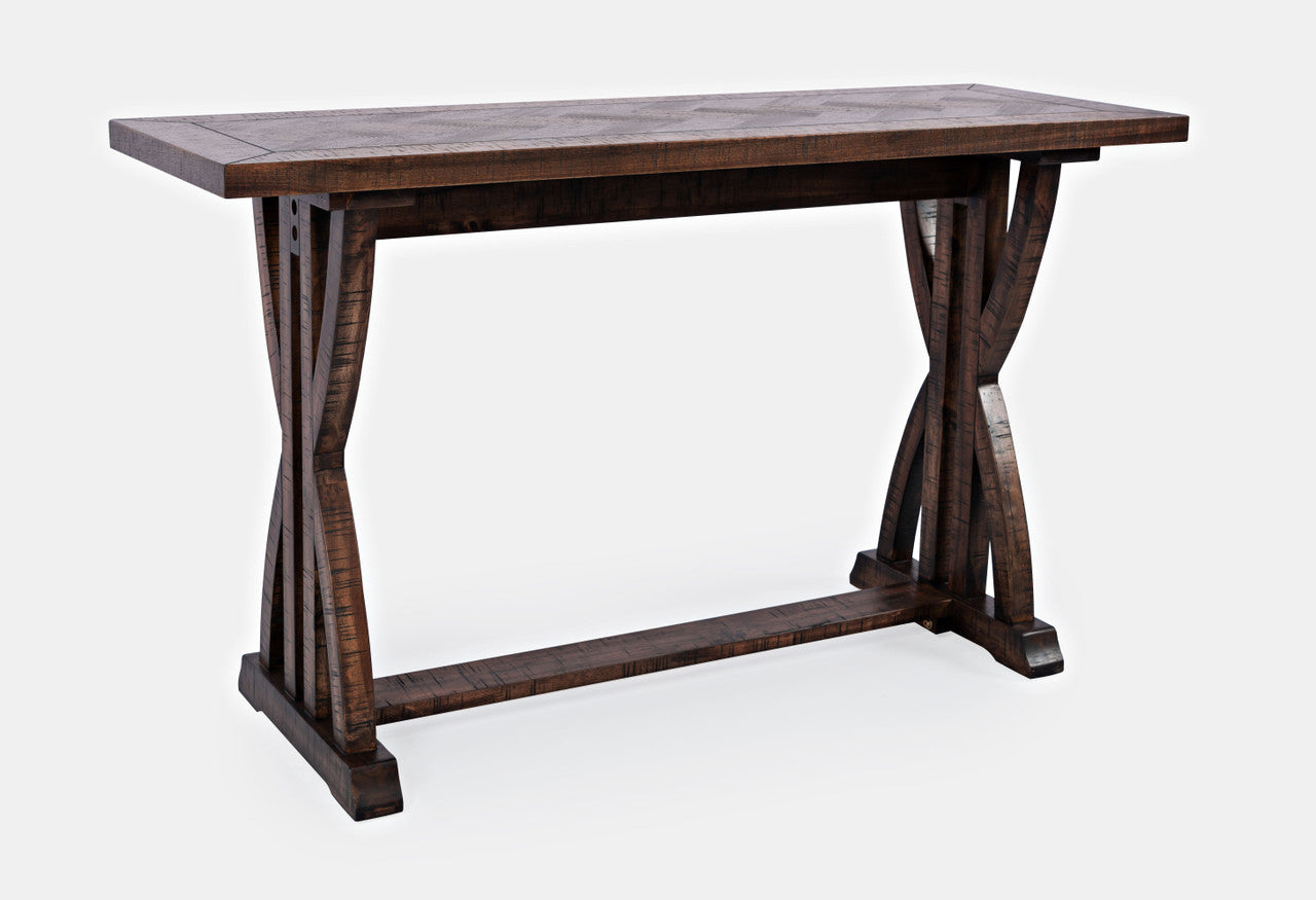 Vista Transitional Herringbone Distressed Acacia Sofa Table