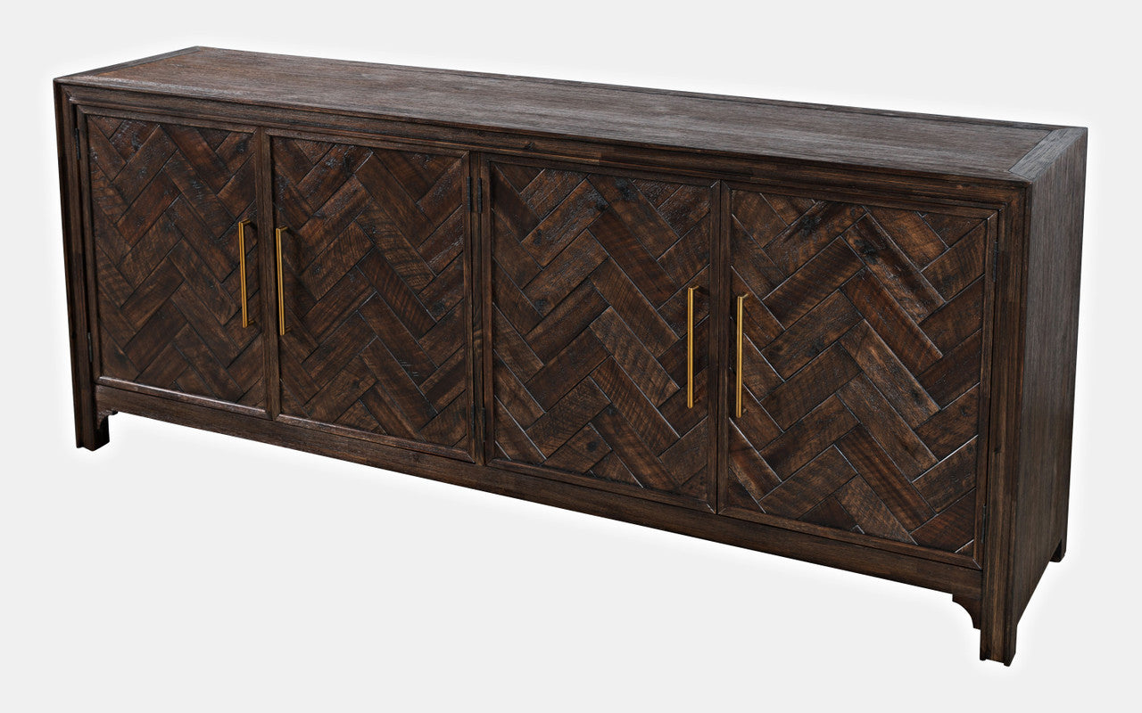 Urban Mid-Century Chevron Four-Door 79" Accent Cabinet