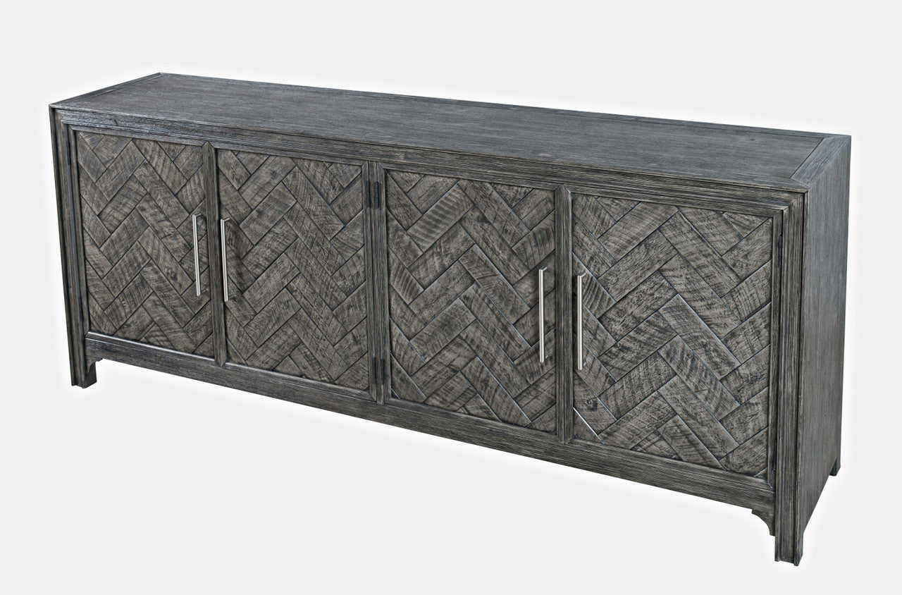 Urban Mid-Century Chevron Four-Door 79" Accent Cabinet