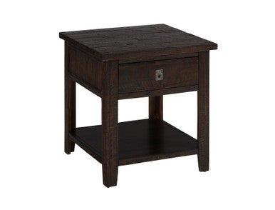 Lagoon Distressed Rustic Solid Acacia Square End Table