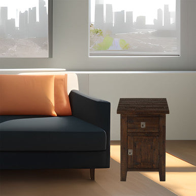 Lagoon Rustic Solid Acacia Chairside End Table with Storage
