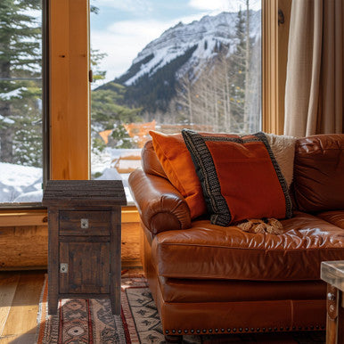 Lagoon Rustic Solid Acacia Chairside End Table with Storage