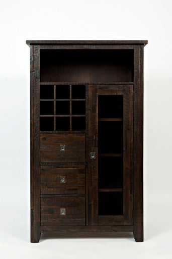 Lagoon Distressed Rustic Acacia Pantry Cabinet with Wine Rack