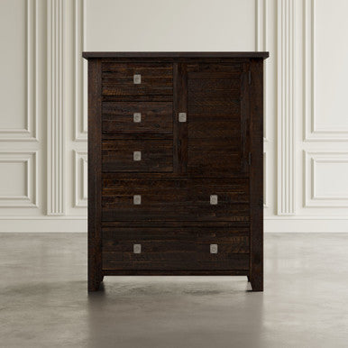 Lagoon Distressed Rustic Solid Acacia Chest of Drawers with Cabinet