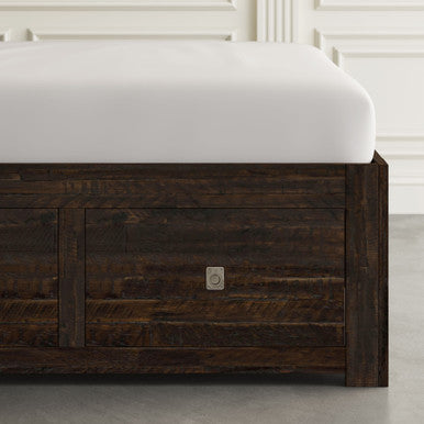 Lagoon Distressed Rustic Acacia Queen Storage Bed