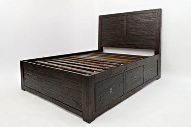 Lagoon Distressed Rustic Acacia Queen Storage Bed