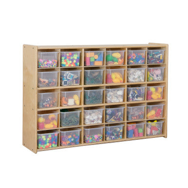 Contender 30-Cubby Shelf Organizer with Transculent Bins