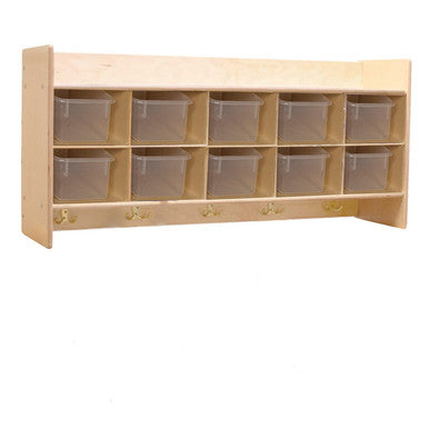 Contender 10 Section Wall Hanging Shelf with Clear Bins