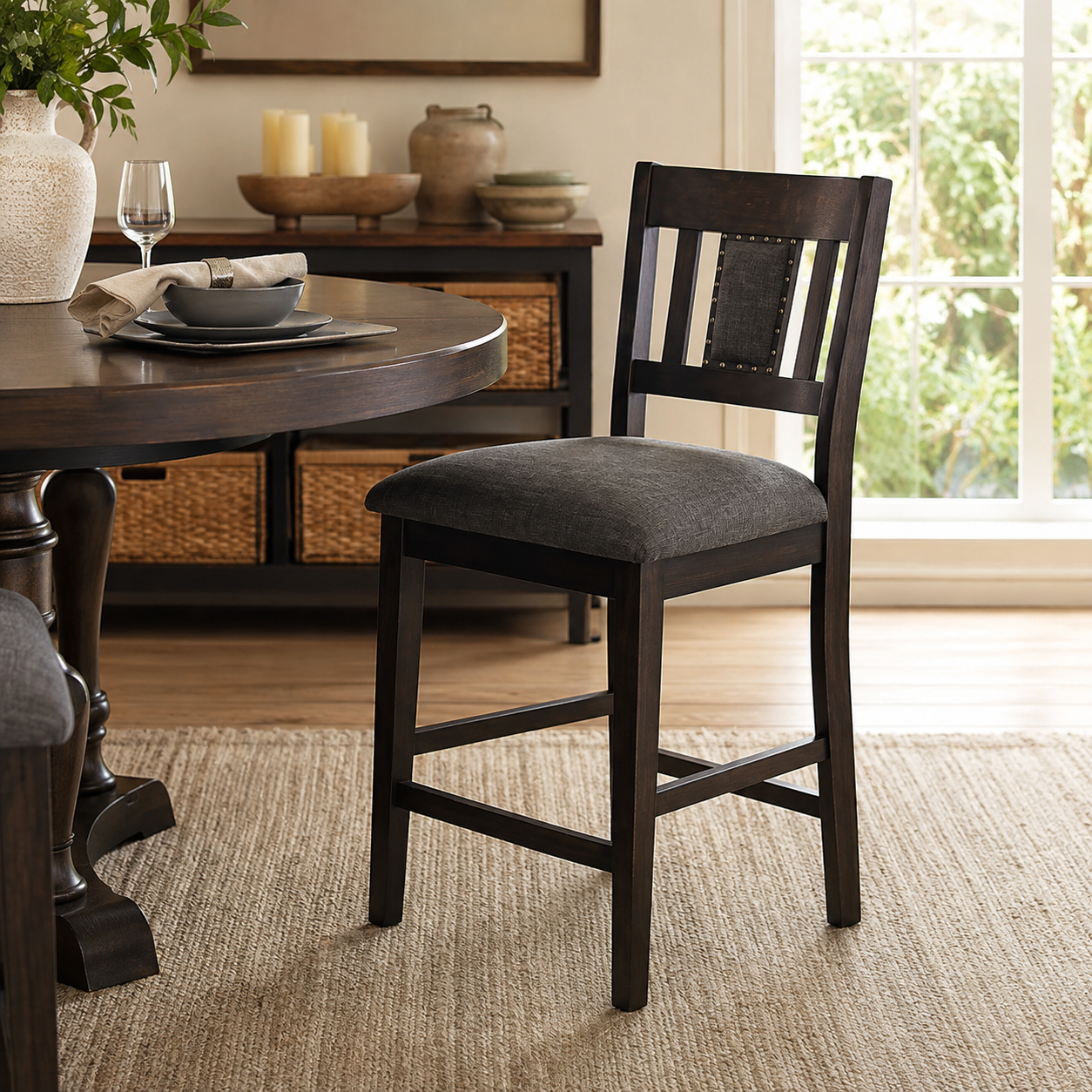 American Rustics Upholstered Slatback Stool (Set of 2)