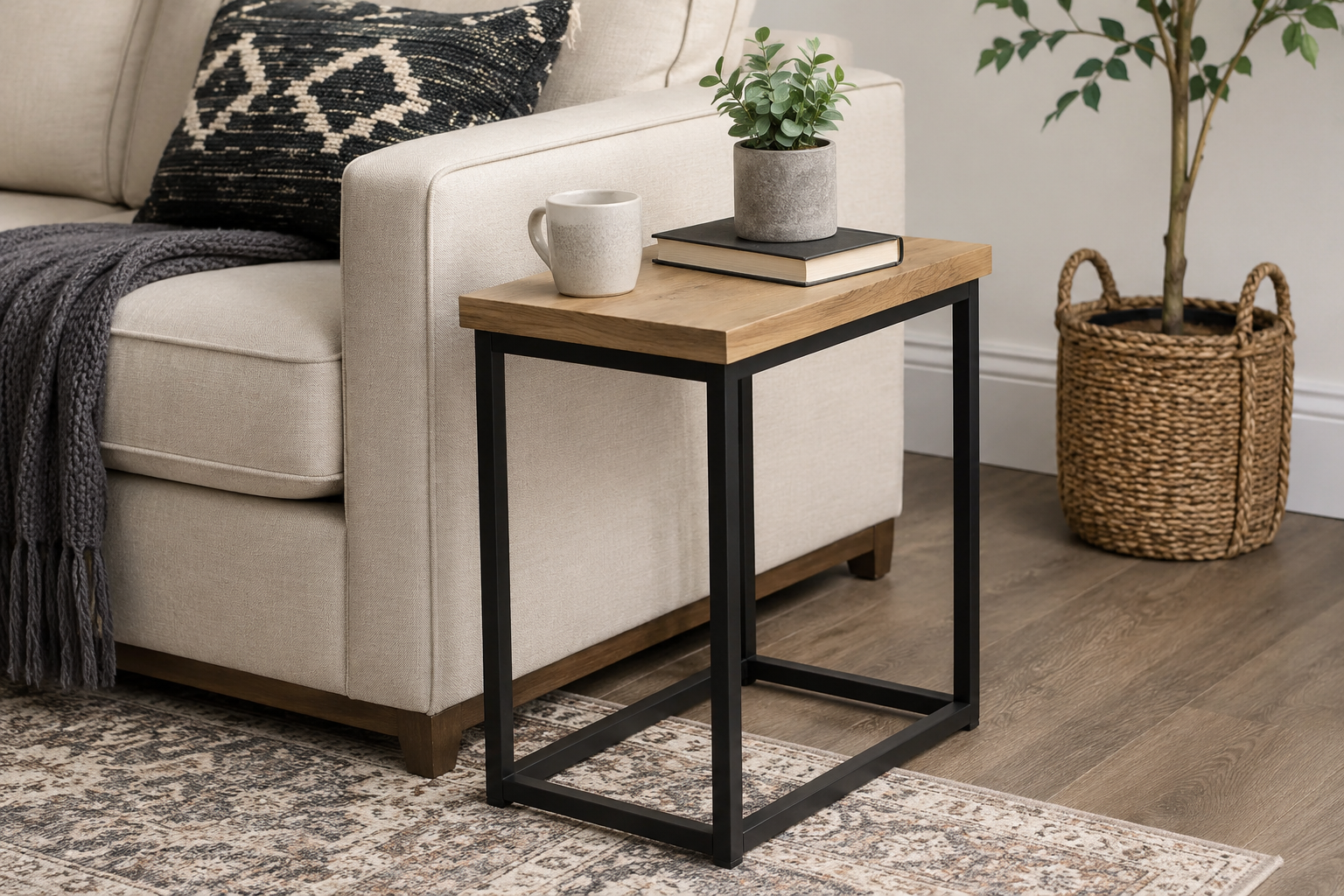 16" Solid Acacia Wood Chairside End Table