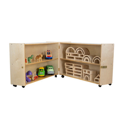 RRI Goods Montessori Birch Wood Folding Bookcase with Casters