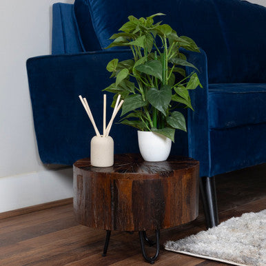 Round Jungle Wood Side Table
