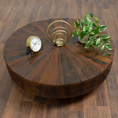 Round Jungle Wood Coffee Table 35" Round