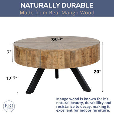 Round Mango Wood Coffee Table