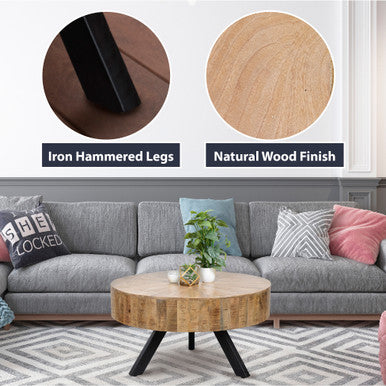 Round Mango Wood Coffee Table