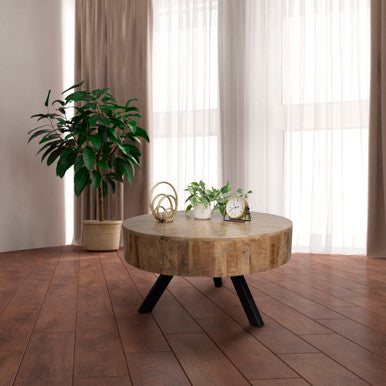 Round Mango Wood Coffee Table