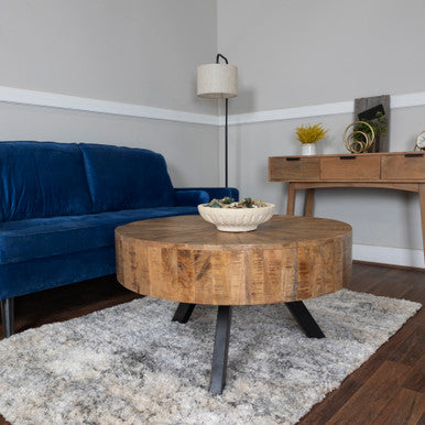 Round Mango Wood Coffee Table