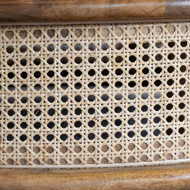 36" Round Mango Wood Coffee Table with Cane Webbing