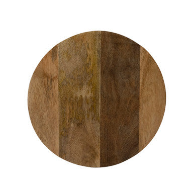 Round Mango Wood Side Table, Patchwork Rustic Accent Table