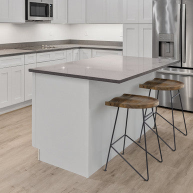 Modern Industrial Bar Stool with Stained Mango Wood Seat & Black Metal Base