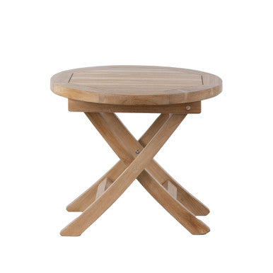 RRI Goods Teak Wood Round Outdoor Patio Coffee Table with Folding Legs-20"