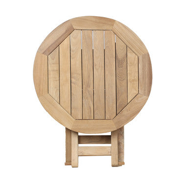 RRI Goods Teak Wood Round Outdoor Patio Coffee Table with Folding Legs-20"