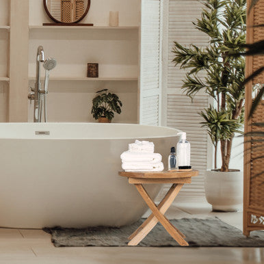 RRI Goods Teak Wood Round Outdoor Patio Coffee Table with Folding Legs-20"