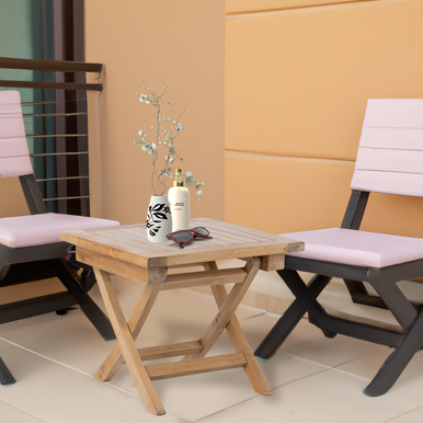 RRI Goods Teak Wood Square Outdoor Patio Coffee Table with Folding Legs-20"