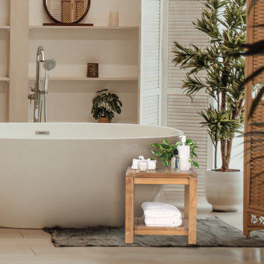 RRI Goods Teak Wood Side Table with Storage - 18"