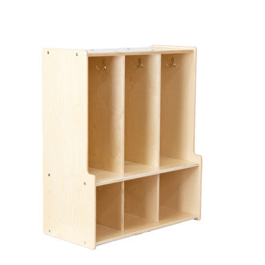 3-Section Coat Locker with Bench & Cubby Storage