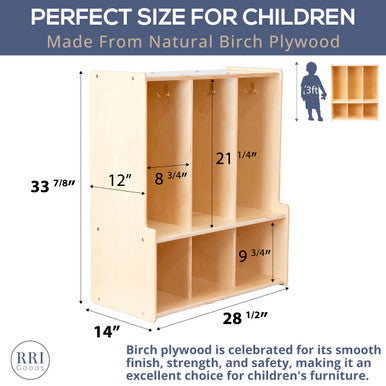 3-Section Coat Locker with Bench & Cubby Storage