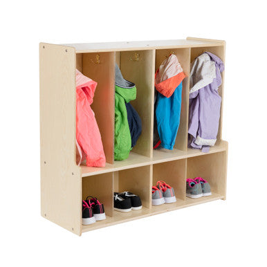 4-Section Coat Locker with Bench & Cubby Storage