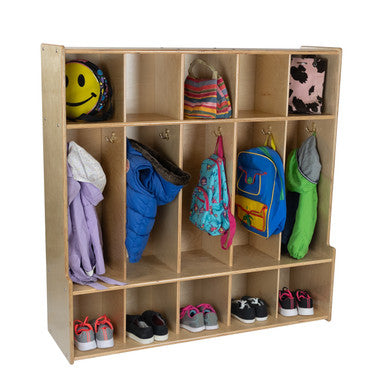 5-Section Coat Locker with Bench & Cubby Storage for Kids