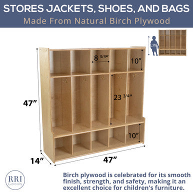 5-Section Coat Locker with Bench & Cubby Storage for Kids
