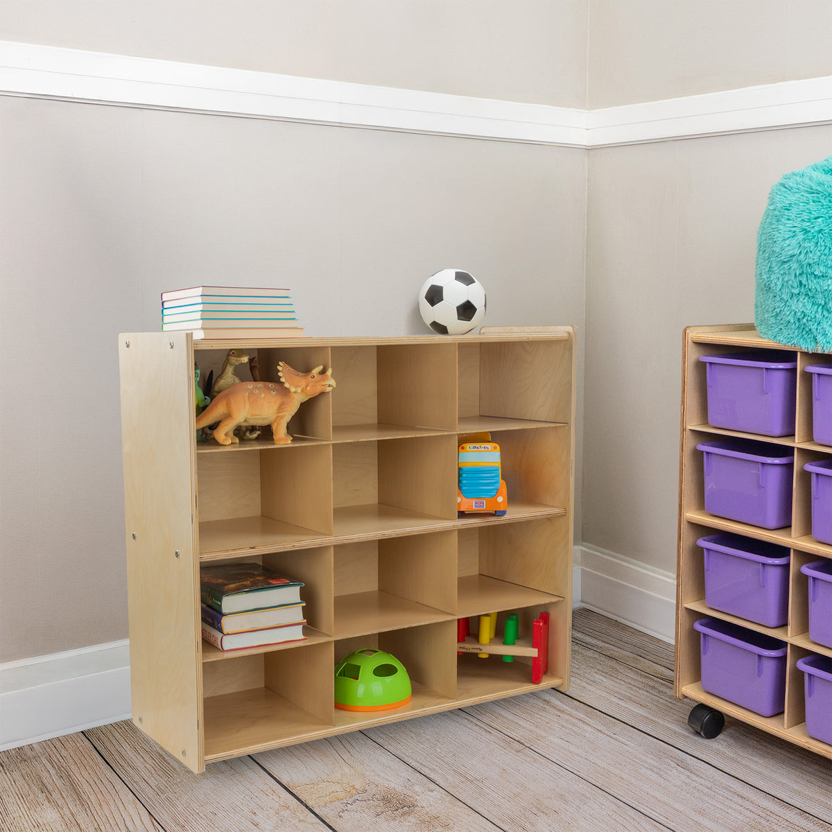 12-Cubby Storage Organizer for Kids | Birch Plywood Classroom Storage