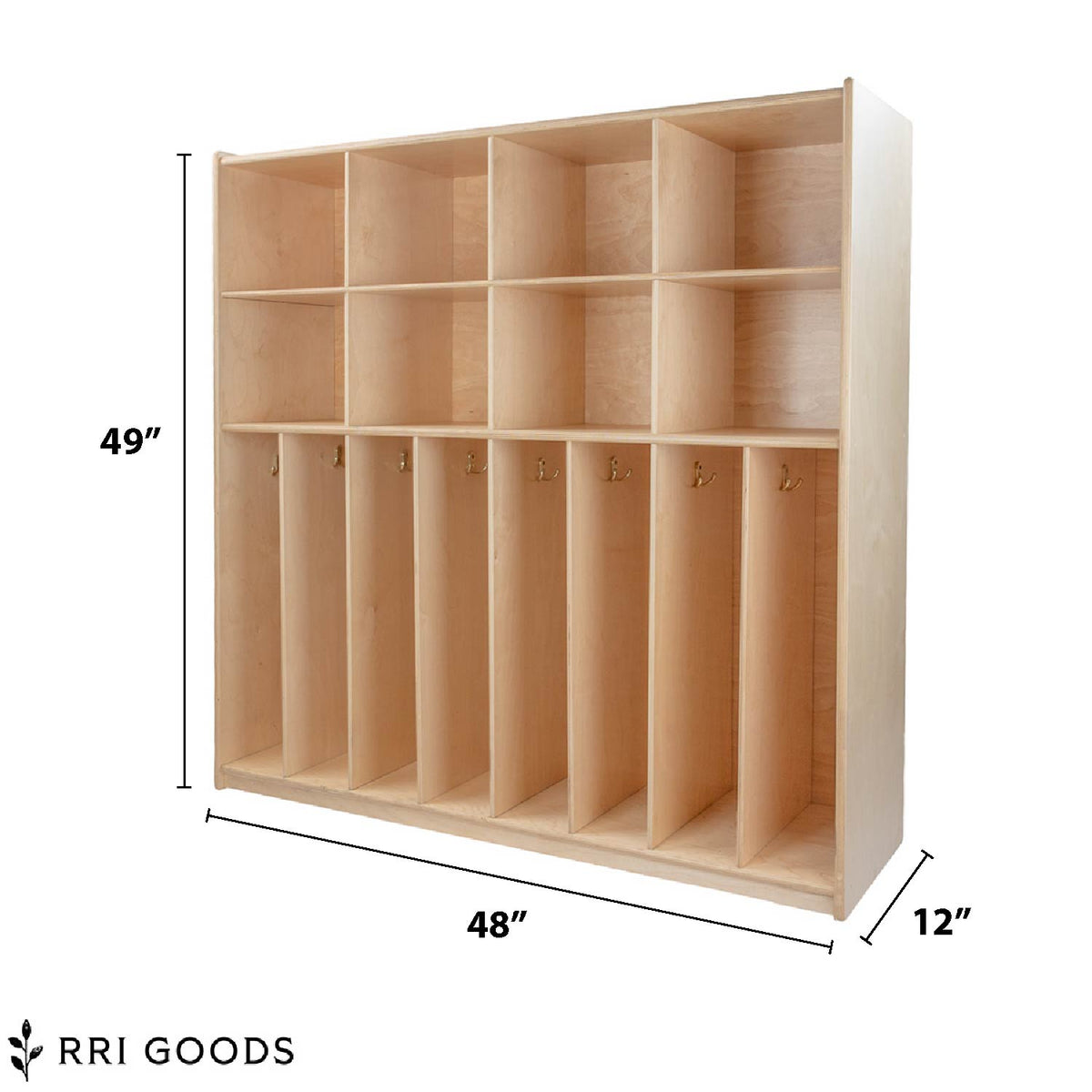 8-Section Kids Locker – Fully Assembled Birch Plywood Storage Cabinet
