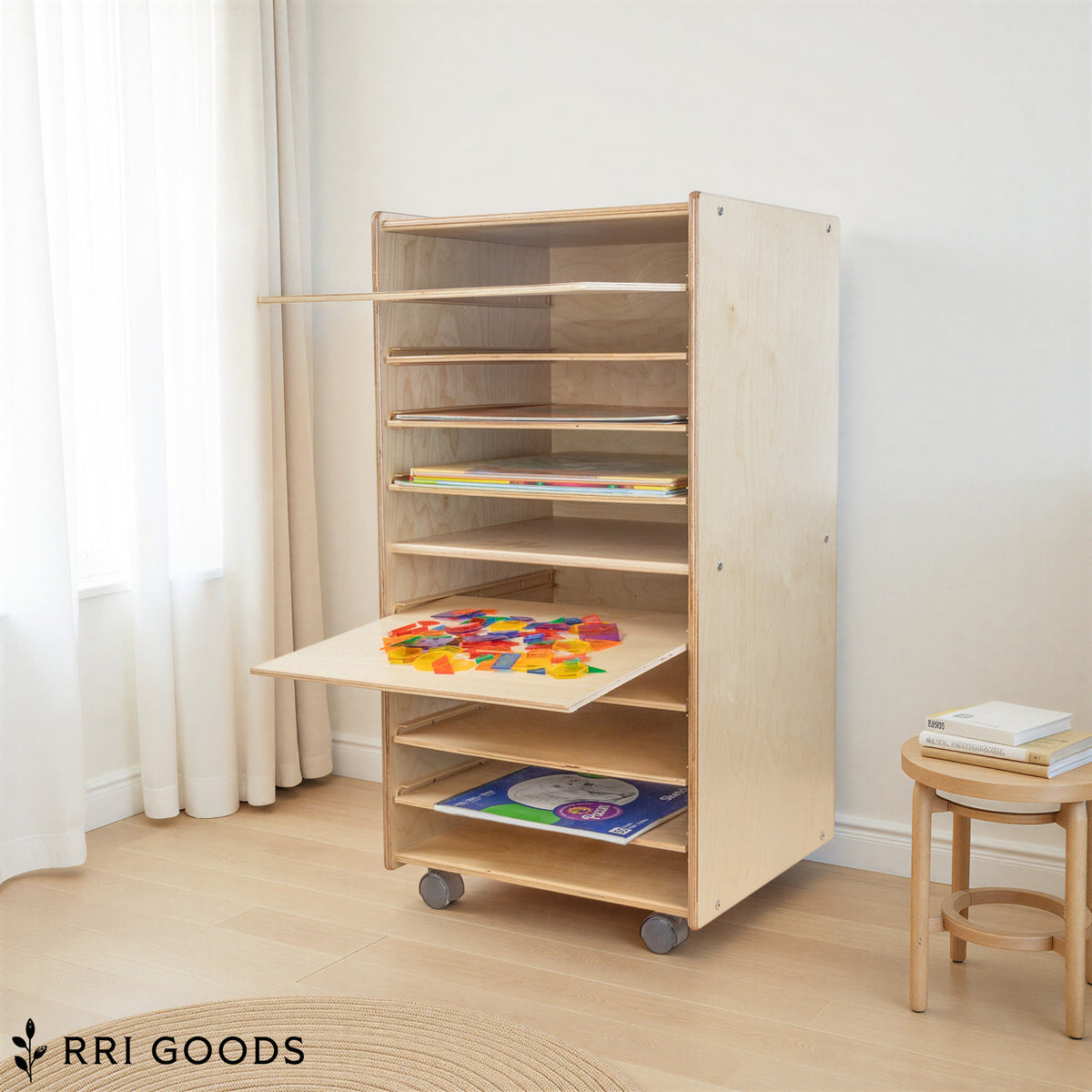 Multi-Shelf Puzzle Storage Cabinet – Fully Assembled Puzzle and Paper Organizer