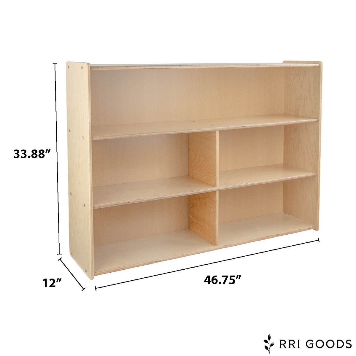 Open Shelf Storage Cabinet – Birch Plywood Classroom Organizer, Ready to Assemble