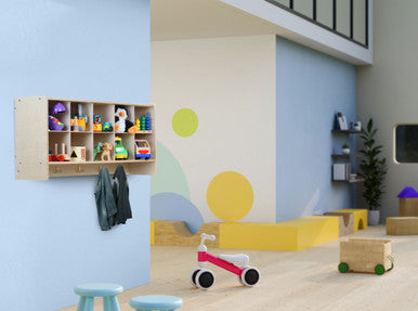 RRI Goods 10-Section Wall Mount Classroom Storage Cubby Organizer with Plastic Bins