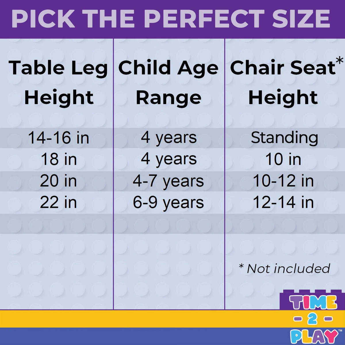 Rectangle Time-2-Play Table with a trough, along with 22" legs and a LEGO® Compatible Grid of BLUE/GREEN Color