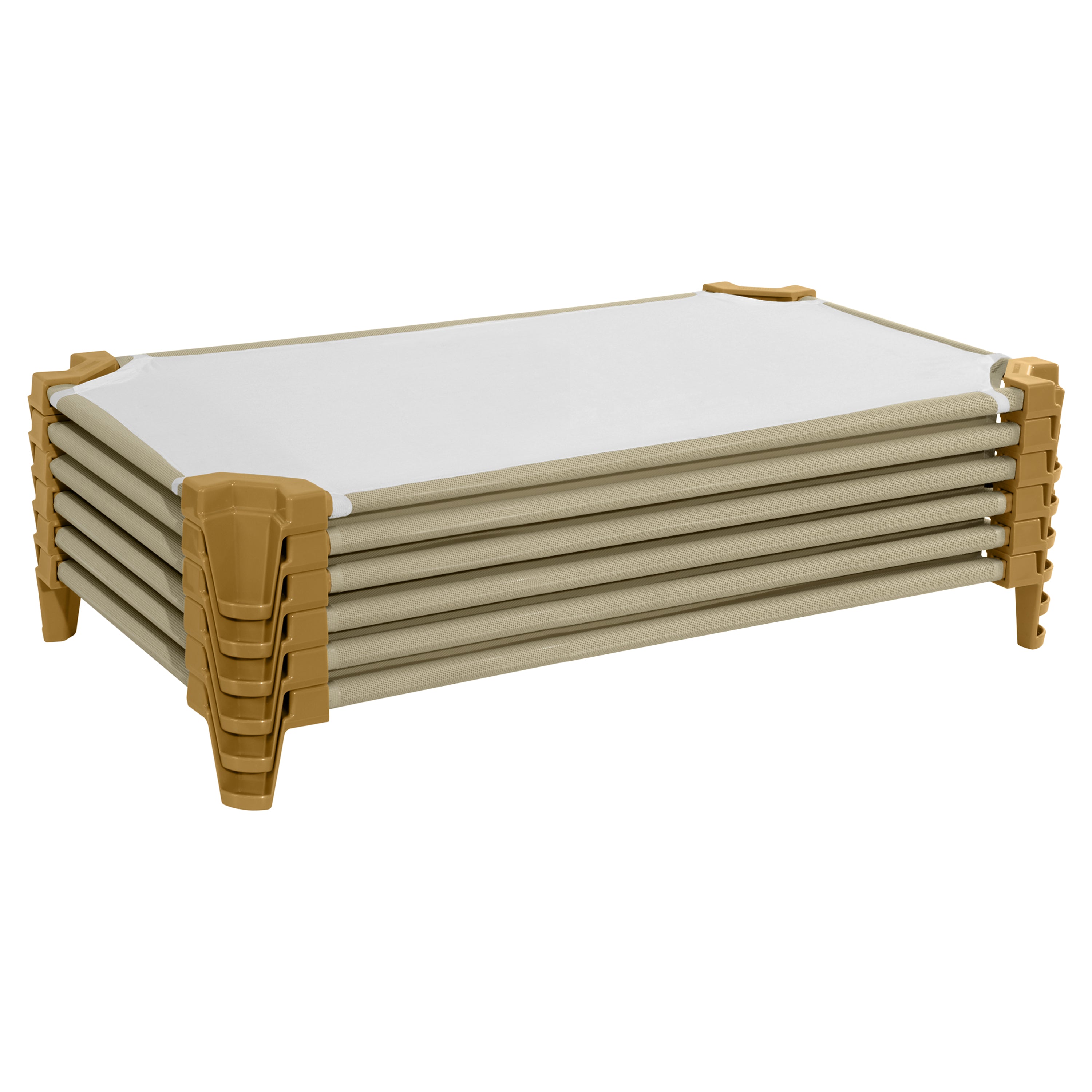 Wood Designs Toddler Cot Set of (6) Unassembled & (6) White Toddler Cotton Cot Sheets