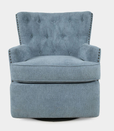 Bryce Transitional Upholstered Swivel Chair with Nail-head Trim