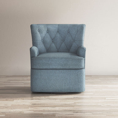 Bryce Transitional Upholstered Swivel Chair with Nail-head Trim