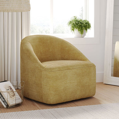 Lulu Mid-Century Modern Upholstered Swivel Accent Chair