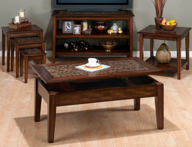 Ornate Nesting Tables with Mosaic Tile Inlay (Set of 3)