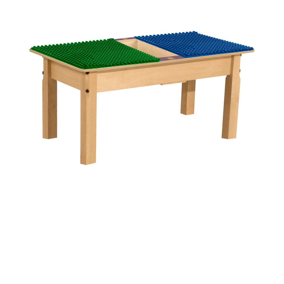 Rectangle Time-2-Play Table with a trough, along with 14" legs and a DUPLO® Compatible Grid of BLUE/GREEN Color